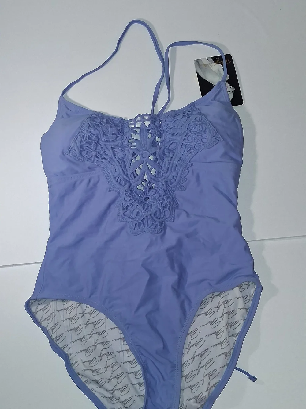 NWT Marilyn Monroe Lilac Crochet-Front One-Piece Women's Size Small
